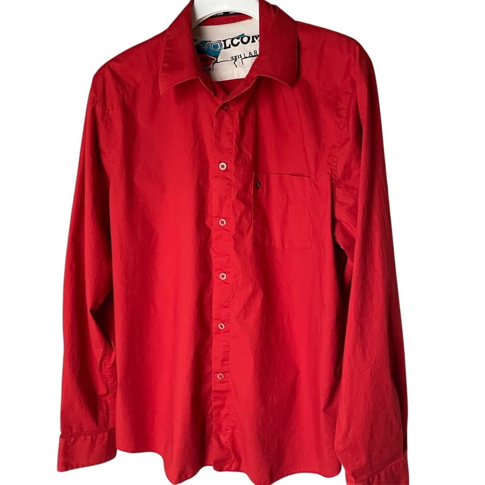 Volcom Vintage Red Button Up Tailored Shirt, L